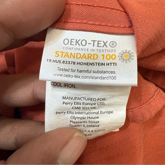 🎄 5/$25 Perry Ellis Men's Burnt Orange Short Sleeve Button Down Shirt - Picture 6 of 7